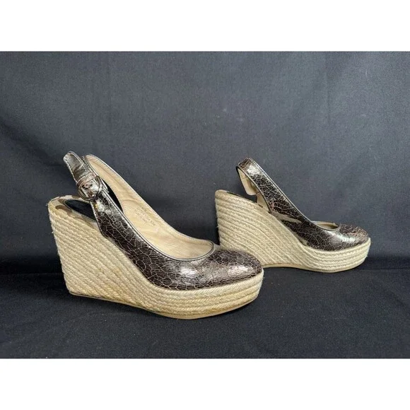 Y2K Coach Espadrille Karissa Wedge Platform Heels Bronze Metallic Size 9 B - Picture 4 of 9